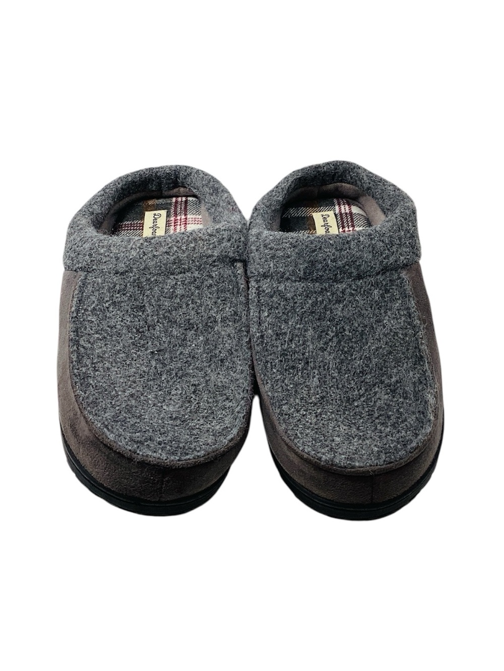 🐵 Men's Gray Slip-On Comfort Slippers, Size Large
